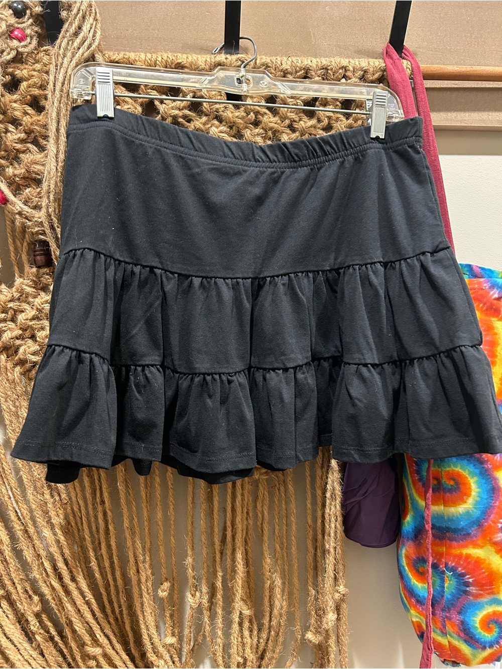 SHEIN Black Tiered Mini Skirt with Ruffle Hem